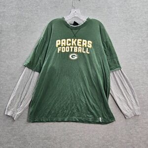 Green Bay Packets Men Shirt XL Green Logo Graphic Crew Neck Long Sleeve Tee
